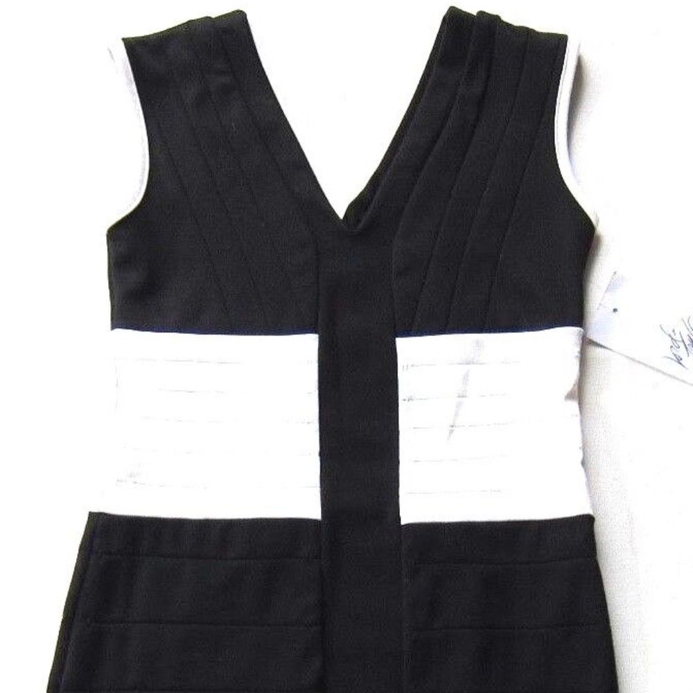 NWT $84 Muchacha Lord & Taylor Jersey Knit Bandage Dress in Black & White sz XS